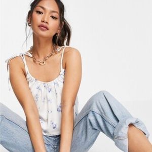 Scoop Neck Satin Cami Tie Shoulder